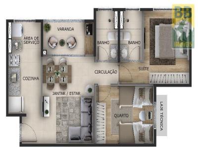 Apartamento para Venda, em Natal, bairro Ponta Negra, 2 dormitórios, 2 banheiros, 1 suíte, 1 vaga
